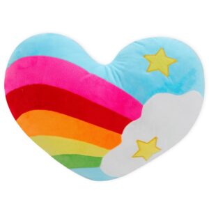 zxmbeddings 17.7"x13.8"heart pillow stuffed rainbow heart shaped throw pillow plush toy,star