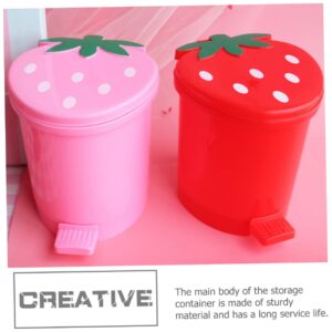 BUGUUYO Desktop Trash Can, Pink Plastic Container with Lid, Mini Size for Home Office, Creative Decor