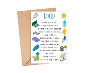 dad tennis card - tennis fathers day card - funny tennis card - greeting card - birthday gifts for tennis lovers players - happy birthday card - sports card- fans tennis card- card for dad