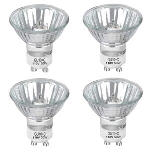 ykcgg gu10 halogen 50w bulbs,gu10+c 120v 50w halogen light bulbs, dimmable mr16 gu10 light bulb for track & recessed lighting, range hood light bulbs(4 pack)