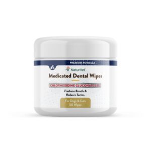 naturvet medicated dental wipes for dogs & cats 50 count