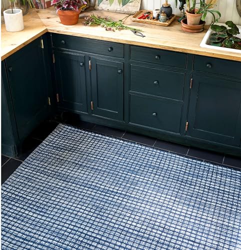 Dash and Albert Coco Indoor/Outdoor Area Rug - 8' x 10' Blue Plaid Handwoven Washable Accent Rug - Durable, Fade Resistant, High Traffic Friendly