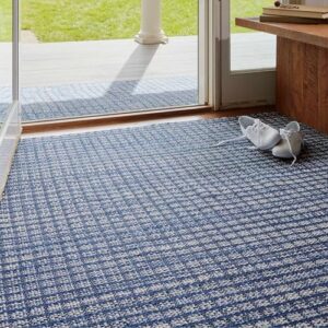 Dash and Albert Coco Indoor/Outdoor Area Rug - 8' x 10' Blue Plaid Handwoven Washable Accent Rug - Durable, Fade Resistant, High Traffic Friendly