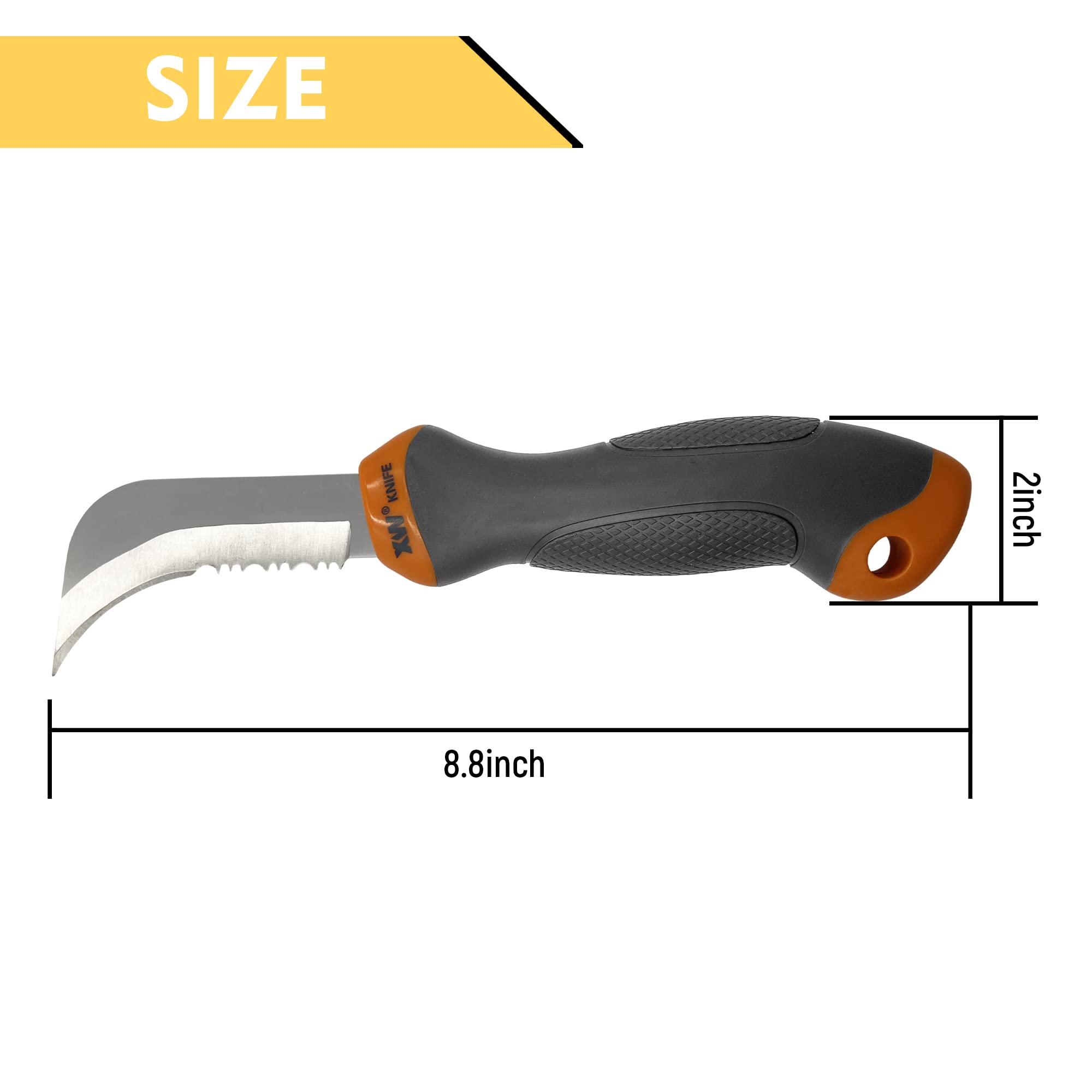 XW Linoleum Flooring and Roofing Knife with Stainless Steel Hook Blade for Cutting Wallpaper, Carpet, Vinyl, Ceilings, Floor Covering