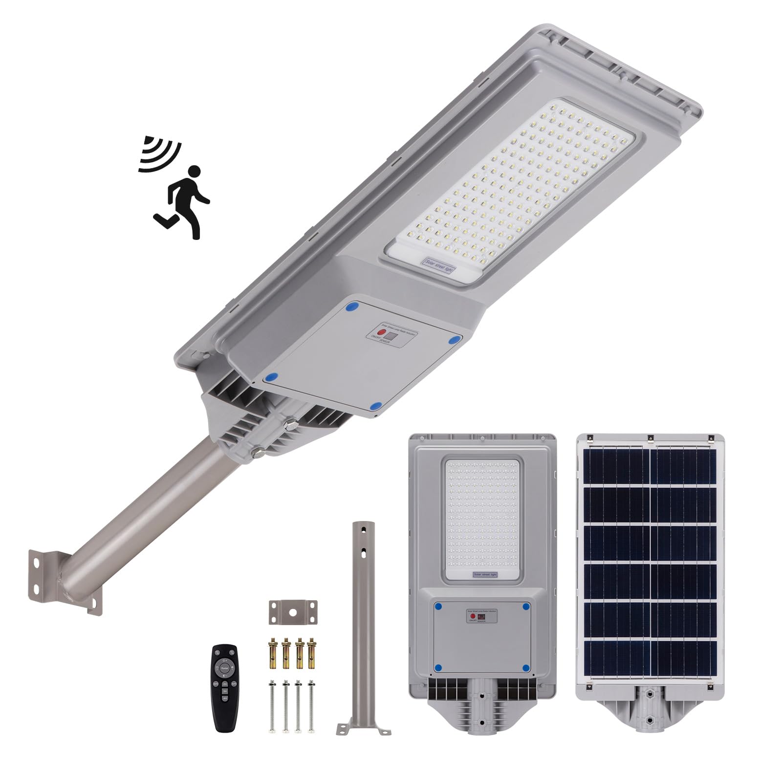 LANGY Solar Street Lights Outdoor, 400W Solar Parking Lot Lights, 30000LM 6500K LED Solar Lights, Dusk to Dawn, Motion Sensor and Remote Control, IP66 Waterproof, Commercial Solar Outdoor Light Garage