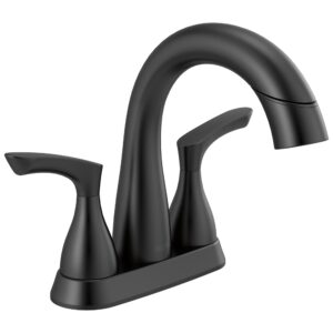 delta faucet broadmoor pull down bathroom faucet black, bathroom pull out faucet, bathroom sink faucet with pull down sprayer, centerset bathroom faucet with magnetic docking, matte black 25765lf-blpd