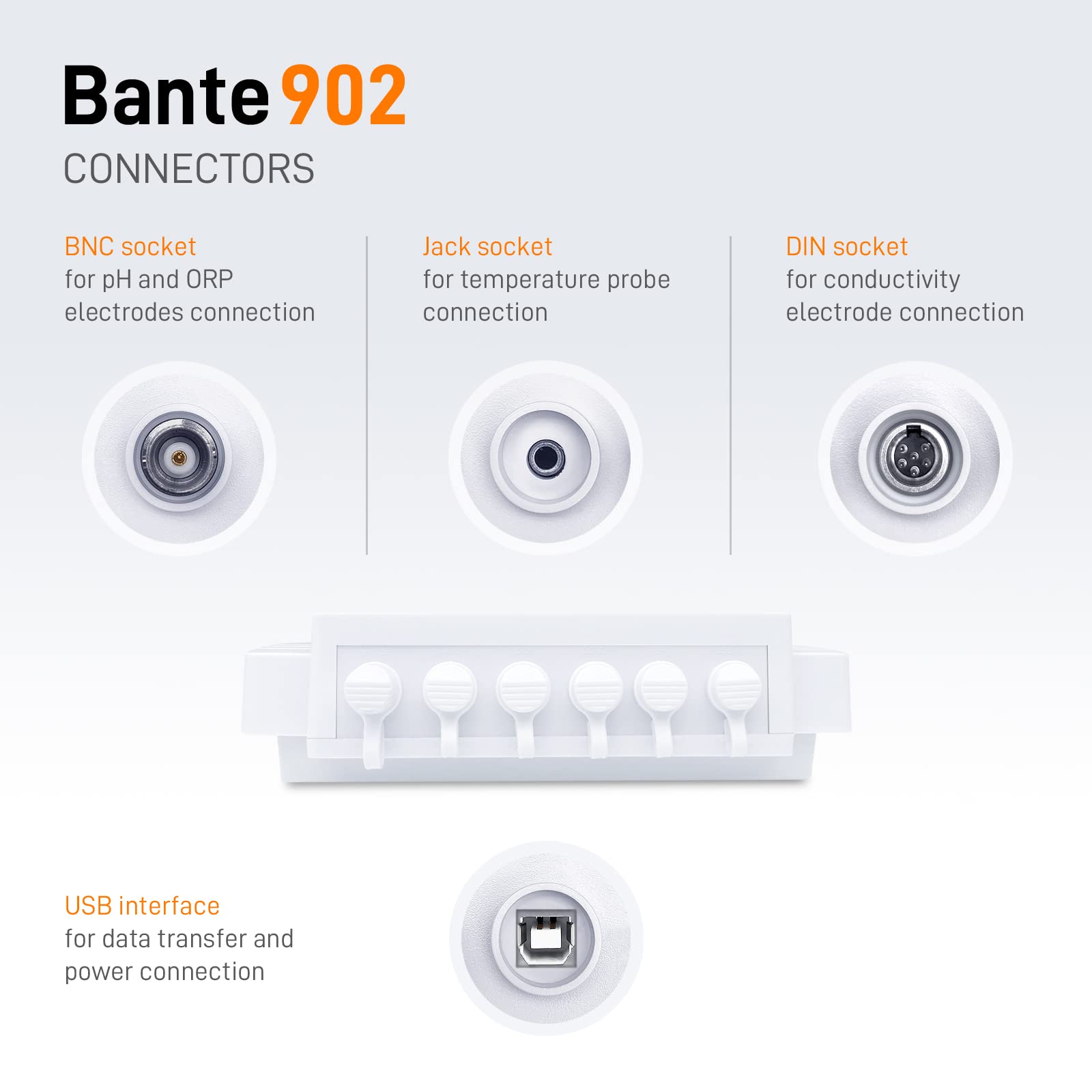 Bante 902 Benchtop pH Conductivity Meter | Containing pH, Conductivity, TDS, Salinity, Resistivity Measurement Modes | Accuracy ±0.002 pH, ±0.5% F.S. | 500 Sets of Data Storage | USB Interface