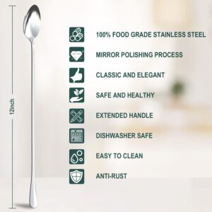 Ice Tea Spoons Long Handle,ARCHIKING Stainless Steel 12inch Iced Teaspoon - Ideal for Cocktails, Milkshakes, Mothers, Milk Tea, and Cold Drinks