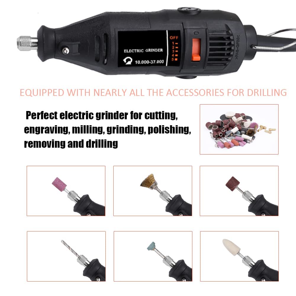 Handheld Electric Grinding Tool Set Mini Portable Rotary Drill Grinder Versatile Cutting Polishing Sanding Machine Bits Engrave Tools Kit with Accessories DIY Kits