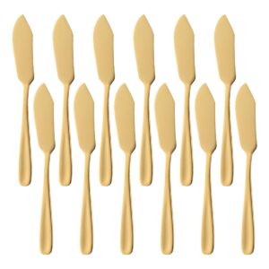 buyer star stainless steel butter cheese spreader knife, gold breakfast butter dessert knives set of 12, kitchen slicer sandwich spreader for butter dish