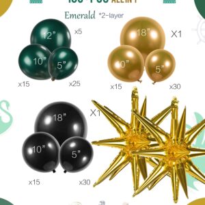 Green and black Gold balloons Garland arch kit 137pcs double stuffed Dark emerald green and chome gold balloons for birthday anniversary graduation 2023 prom party Christmas tree christmas decorations