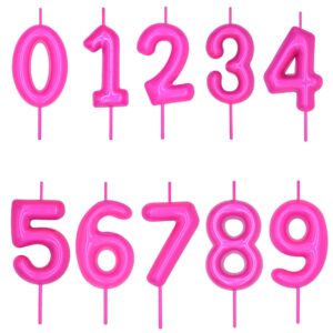 DERVENTA Number Candle Pink 2.36 inch Party Celebration Anniversary Decoration Perfect Birthday Brunch Dessert Cake Topper 1 Piece (Number 4 Pink)