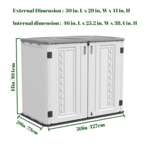 ADDOK Horizontal Storage Shed Multi-Function, Lockable Outdoor Storage Weather Resistance, Thick HDPE Resin Storage Cabinet for Backyards, Patio, Garden 34 Cu.ft