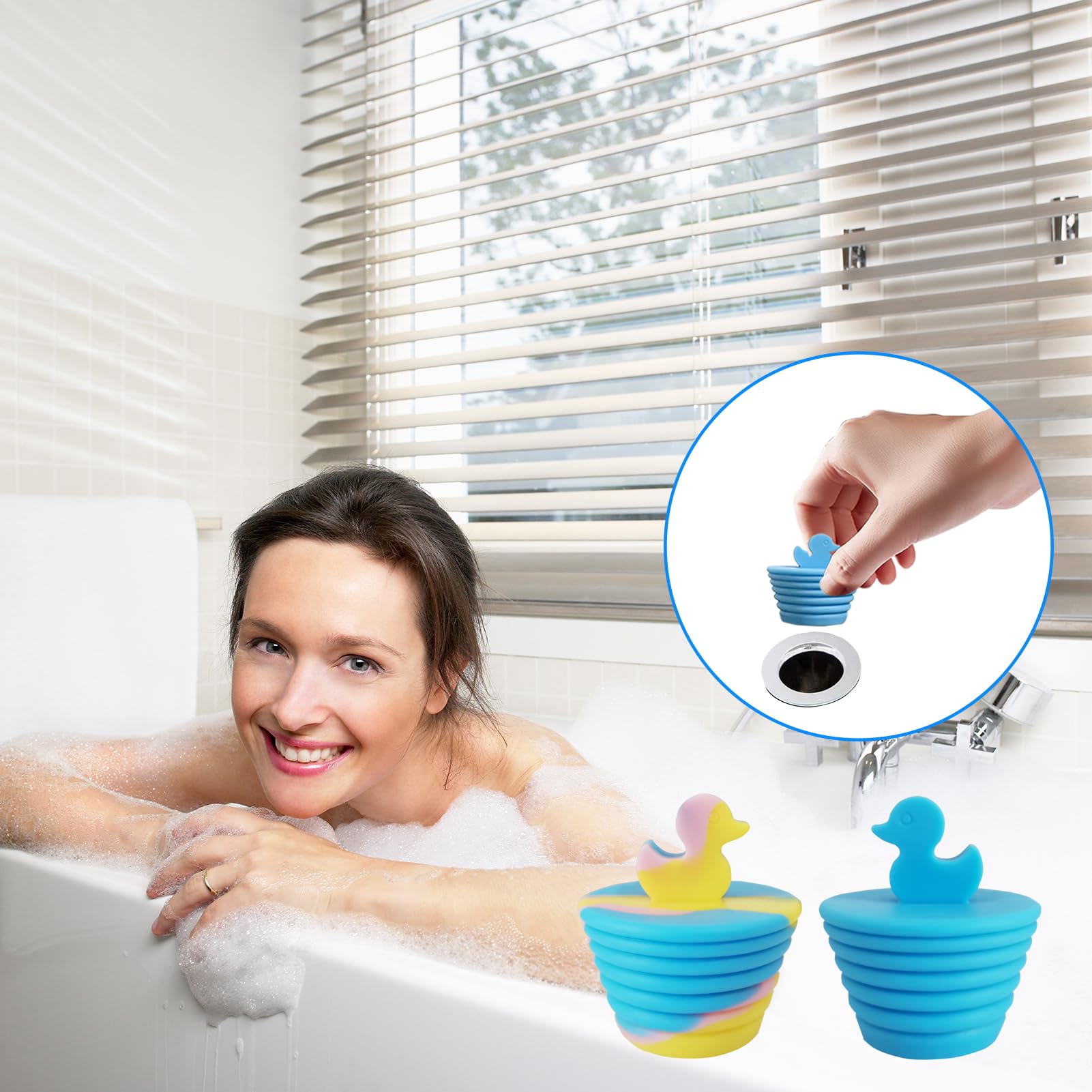 Silicone Bathtub Stopper, 2 Pack Universal Silicone Drain Stopper,Tub Stopper Bathtub Stopper Bathtub Drain Stopper Plug for Kitchen Bathroom Sink Stopper (6-in)