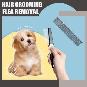 5PCS Grooming Kit for Dog,Puppy- Deshedding & Slicker Brush for Short-Haired Pets, Flea Comb and Grooming Comb Set Grey