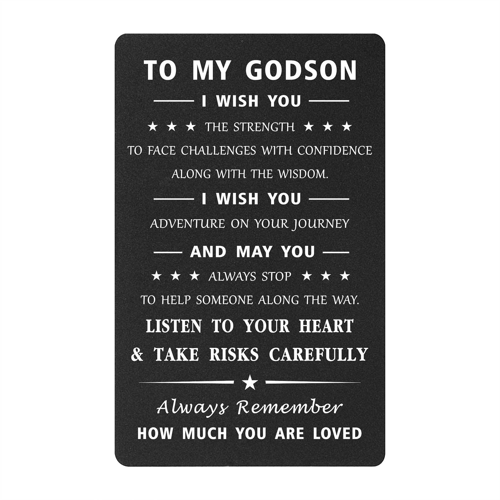 Mataly Godson Inspirational Gifts, Godson Wallet Card from Godmother Godfather for Birthday Graduation