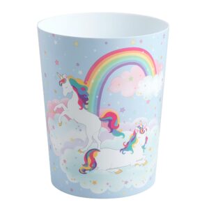 allure home creation unicorn & rainbow plastic wastebasket compact size 1.56 gallons