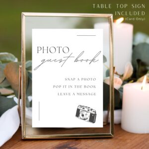 Wedding Guest Book With Personalized 2024 Year - Linen Photo Guestbook to Sign at Reception Party - Includes Clear Photo Corners Self Adhesive - 100 Pages Blank and Lined Thick Paper Guest Books