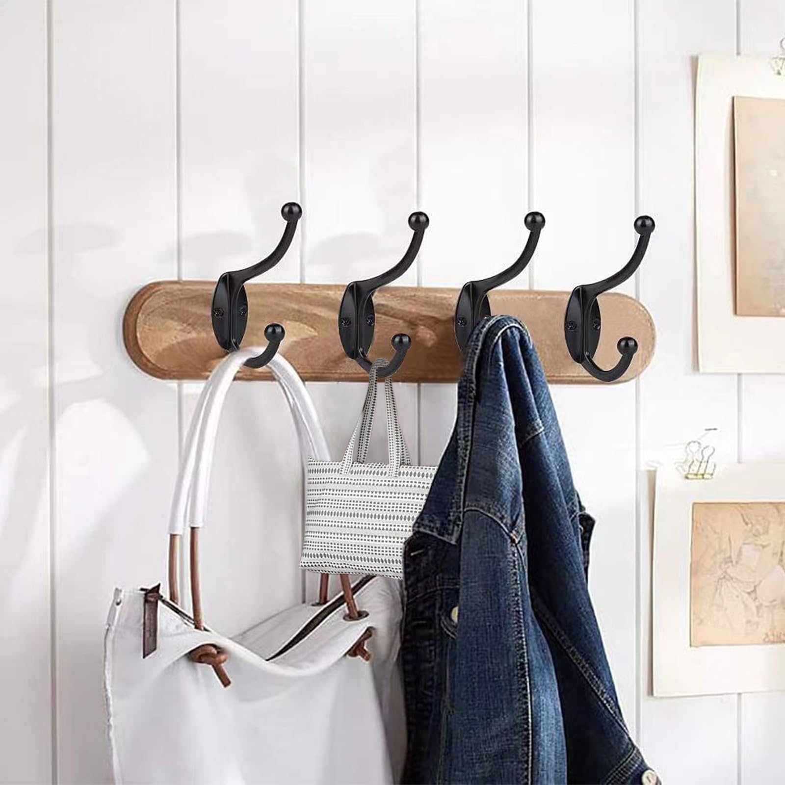 20 Pack Wall Mounted Double Coat Hooks - Utility Metal Hooks with 40 ScrewsVintage Double Hooks, Wall Mounted Zinc Die-Cast Bathrobe Hooks for Hanging Coats, Bags, Scarves, Towels and Hats