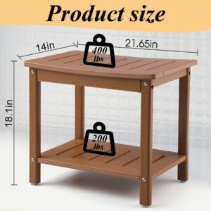 Apolimi HDPE Shower Bench, Shower Stool with Storage Shelf 2-Tier Spa Stool for Inside Shower,Water Resistant & Non-Slip Design Shower Seat (Teak L Size)