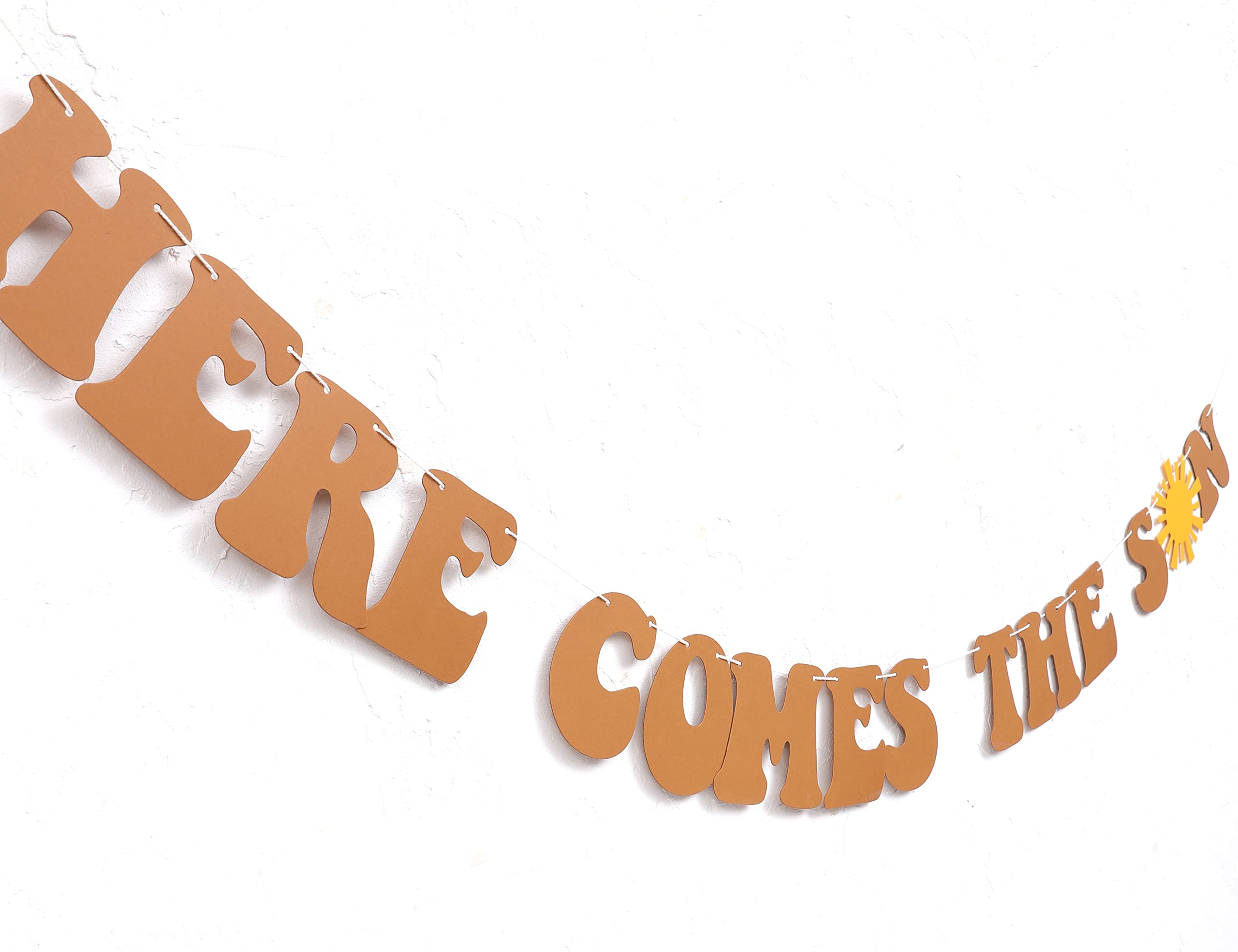 Here Comes The Son/Sun Baby Shower Banner - Boy Baby Shower Decor,It'S A Boy, Baby Shower Party Photo Props Banner, Baby Boy Letter Garland (BANNER COME SUN)