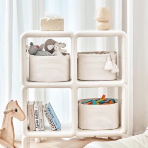 R RUNKA 3 Pack Storage Basket for Cabinet and Toy Organization - 13"x9.8"x8.7" Baskets for Storage - Baby Toy Bin - Toy Storage Organizer - Ideal for Empty Gift Baskets to Fill-White