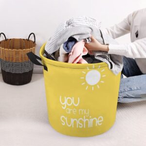 Large Laundry Hamper, Bag, You Are My Sunshine Yellow Waterproof Dirty Clothes Laundry Basket Collapsible Washing Bin with Handles for College Dorm, Family Essentials