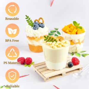 TOFLEN 50 Pack 5 oz Mini Dessert Cups with Spoons, Round Cake Cups Party Serving Cups for Parfait, Appetizers, Cocktails, Dessert Shooters & Dessert Shot Glasses