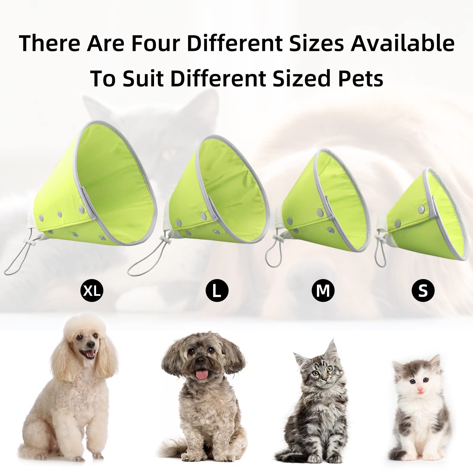 Vehomy Cat Recovery Collar Adjustable Cat Dog Cone Collar Pet Elizabethan Collar Soft Lightweight Dog E Collar for Cat Kitten Puppy to Stop Licking Wounds After Surgery Green XL