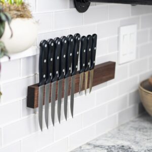 (Set of 2) Walnut Magnetic knife holder for wall 18inch /knife magnetic strip for knives.Magnet knife holder- magnetic knife holder with magnetic strip.Kitchen magnetic knife rack-magnetic tool holder