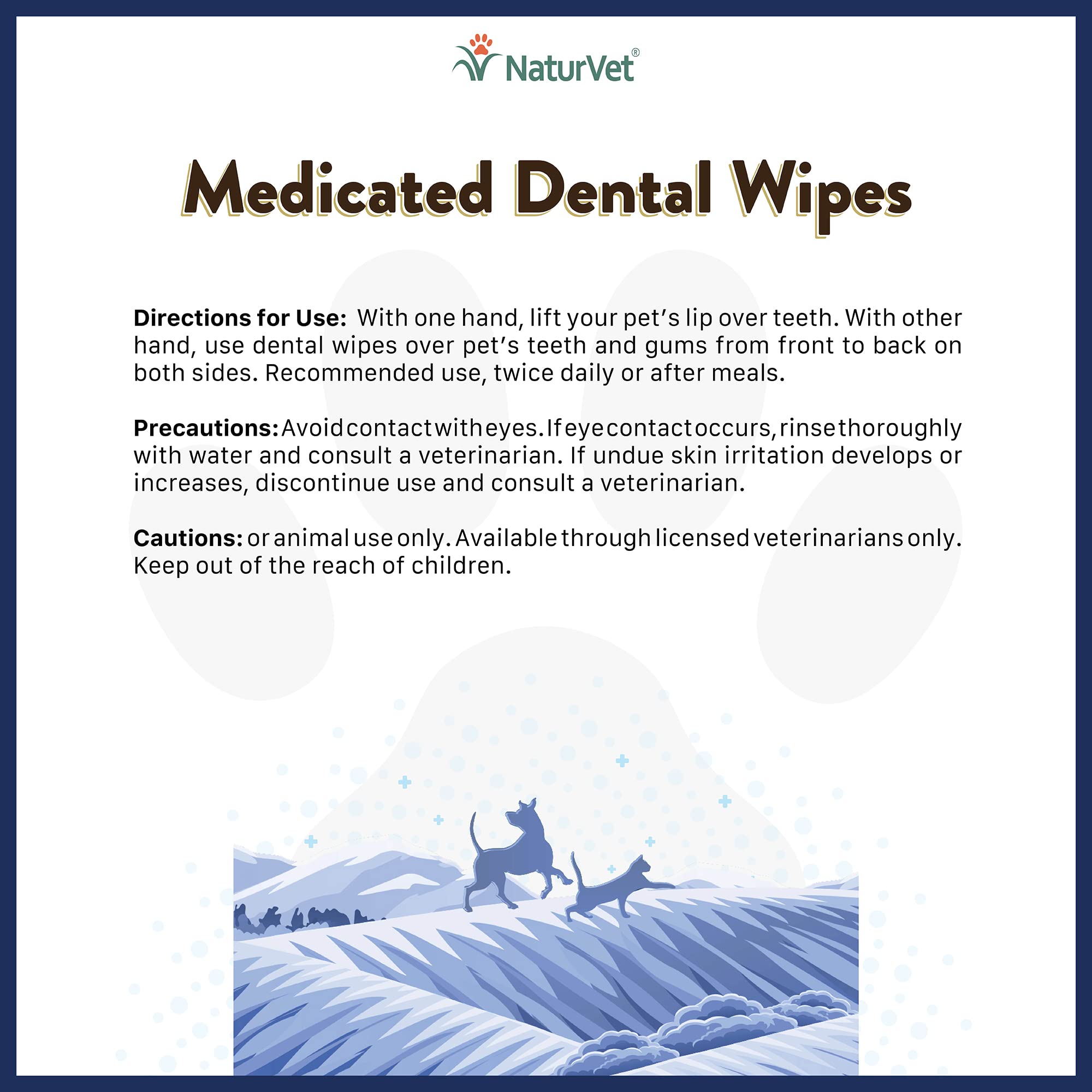 NaturVet Medicated Dental Wipes for Dogs & Cats 50 Count