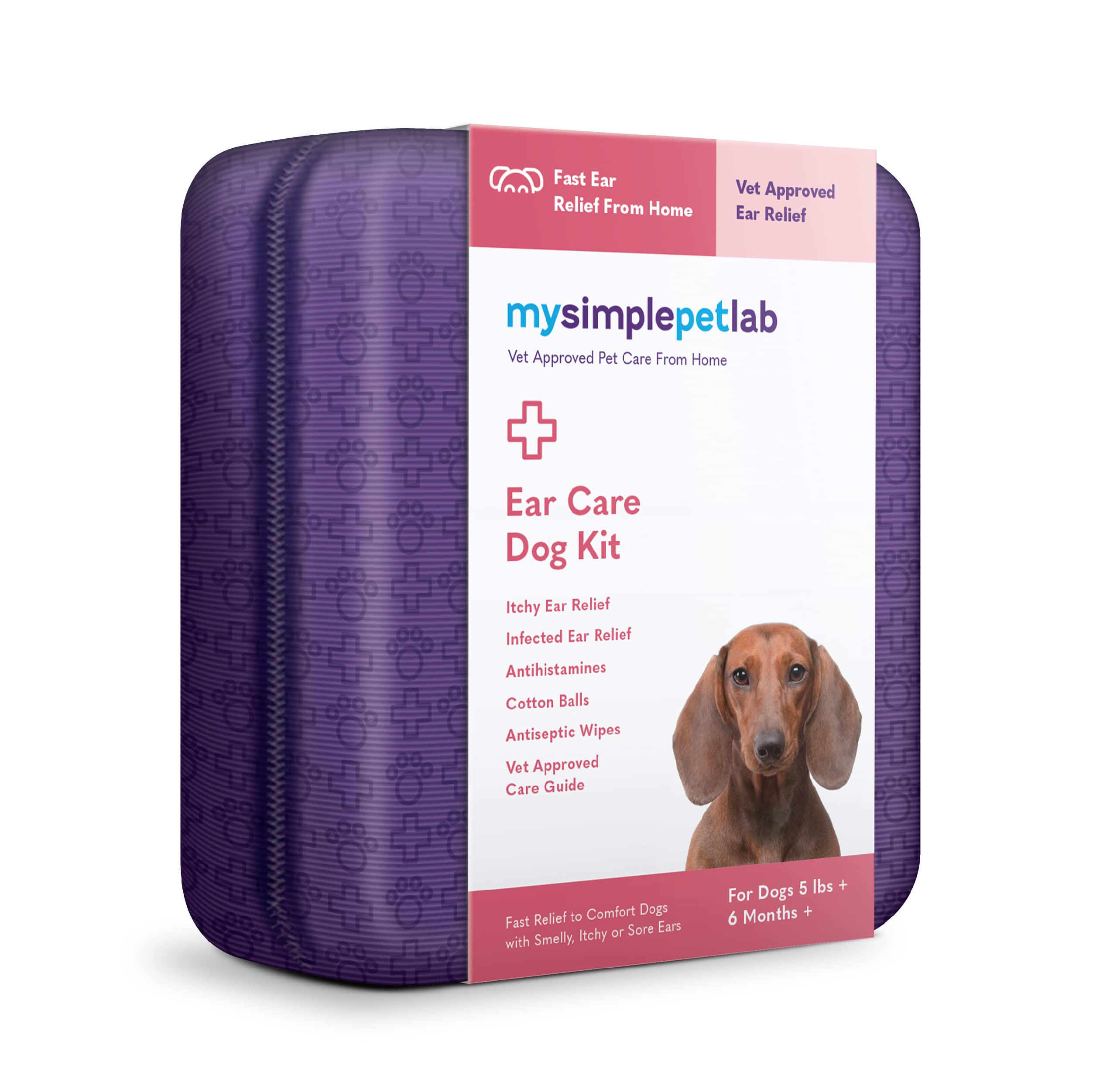 MySimplePetLab Ear Care Dog Kit I Medicated Tris Flush Dog Ear Cleaner I Infection Treatment with Ketoconazole I Hydrocortisone Drops I Comfort for Smelly, Itchy, Or Sore Ears