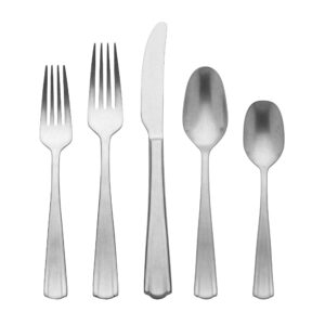 lenox french perle scallop piece flatware set, 65 count, metallic