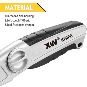 XW Fixed-blade Drywall Utility Knife, Non-retractable Heavy Duty Cutter with Roofing Hook Blade, Extra 10 Blades Included