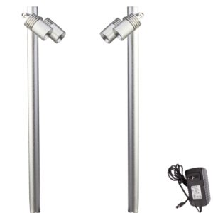 ledupdates 2pcs jewelry showcase led pole light stem model wf133 silver 11 inch for display, trade show, museum and retail stores (6000k pure white)