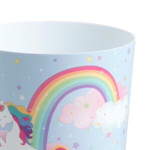 Allure Home Creation Unicorn & Rainbow Plastic Wastebasket Compact Size 1.56 Gallons