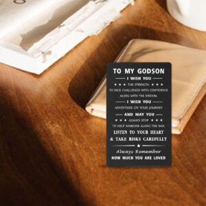 Mataly Godson Inspirational Gifts, Godson Wallet Card from Godmother Godfather for Birthday Graduation