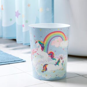 Allure Home Creation Unicorn & Rainbow Plastic Wastebasket Compact Size 1.56 Gallons