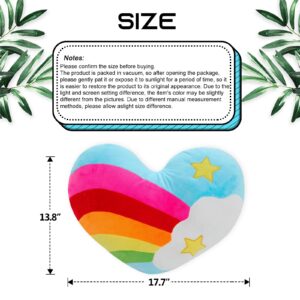 zxmbeddings 17.7"X13.8"Heart Pillow Stuffed Rainbow Heart Shaped Throw Pillow Plush Toy,Star