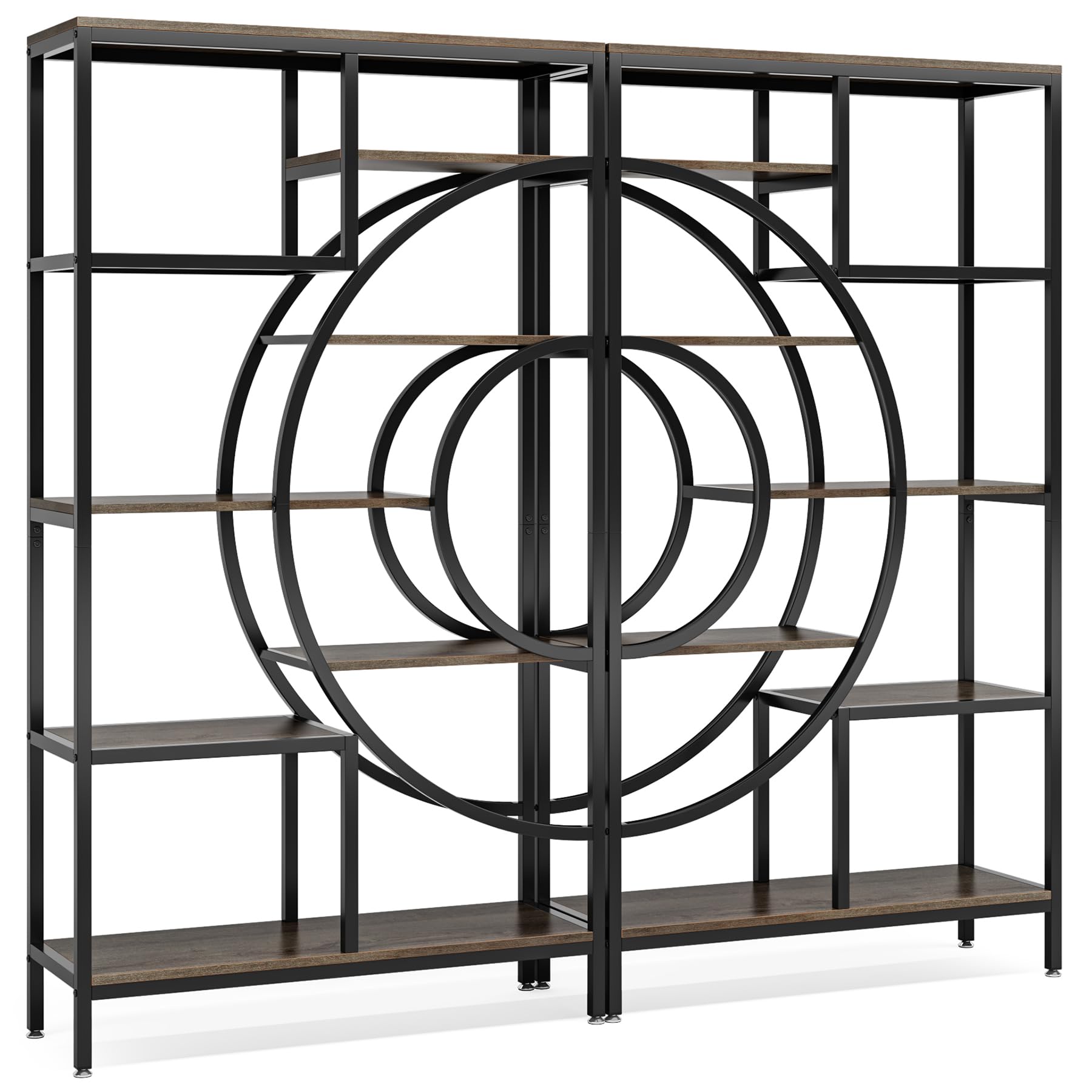 Tribesigns 71 in Geometric Bookcase Set, Industrial 8-Tiers Bookshelves, Tall Etagere Bookcase with Metal Frame, Freestanding Open Storage Shelving Units for Home Office, Living Room