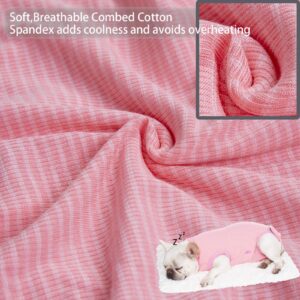 Wabdhally Dog Surgery Recovery Suit,Surgical Suit for Medium Female Spay,Soft Combed Cotton,Watermelon Pink Striped Zipper Onesie M