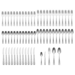 Lenox French Perle Scallop Piece Flatware Set, 65 Count, Metallic