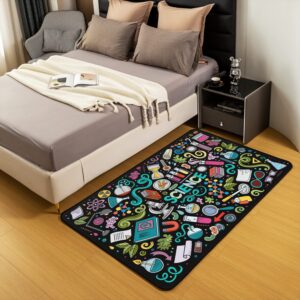 Science Rugs for Living Room Bedroom,Graffiti Rug for Living Room Bedroom, Washable Floor Rug Carpets Entryway Rug Bedroom Playing Room Decoration for Kitchen Bedroom Living Room Indoor