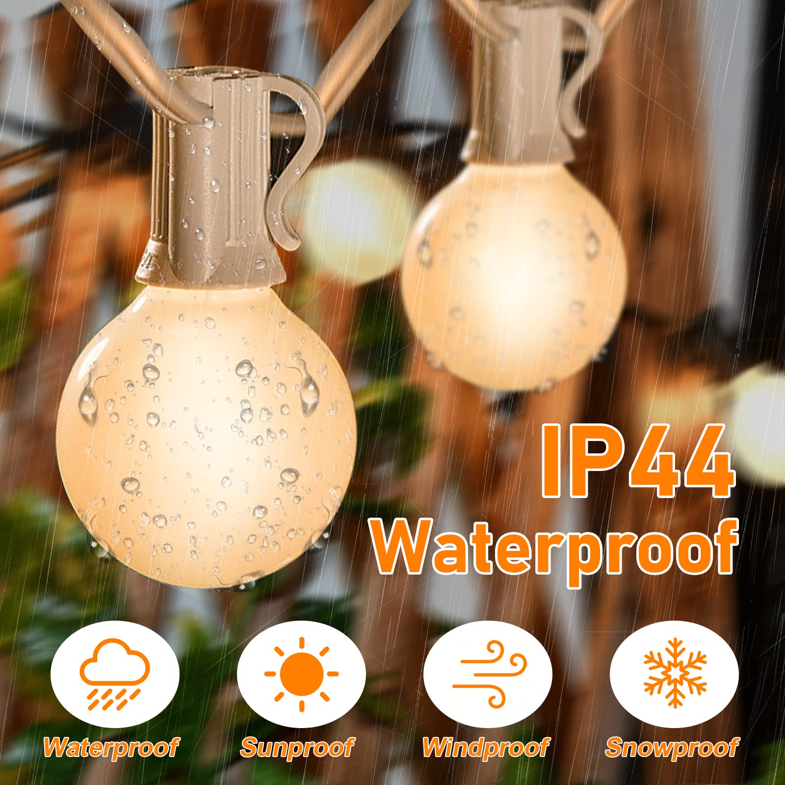 Cbebew G40 LED Frosted Light Bulbs Replacement, 0.6W Shatterproof Globe Led String Light Bulbs, Replacement Light Bulbs for Indoor Outdoor String Lights, 25Pack, Warm White