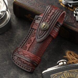 Leather Pocket Knife Pouch with 5 "Folding Knife Holster with Belt Ring Folding Knife Holster