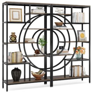 Tribesigns 71 in Geometric Bookcase Set, Industrial 8-Tiers Bookshelves, Tall Etagere Bookcase with Metal Frame, Freestanding Open Storage Shelving Units for Home Office, Living Room