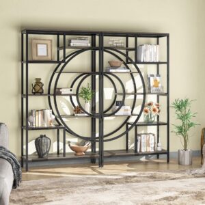 Tribesigns 71 in Geometric Bookcase Set, Industrial 8-Tiers Bookshelves, Tall Etagere Bookcase with Metal Frame, Freestanding Open Storage Shelving Units for Home Office, Living Room