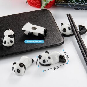 5 Pack Cute Ceramic Panda Chopsticks Rest,Chinese Paint Brush Rests,Holder Rack for Dinner Fork Spoon Knife Tableware,Decoration Home Kitchen Gift (5)