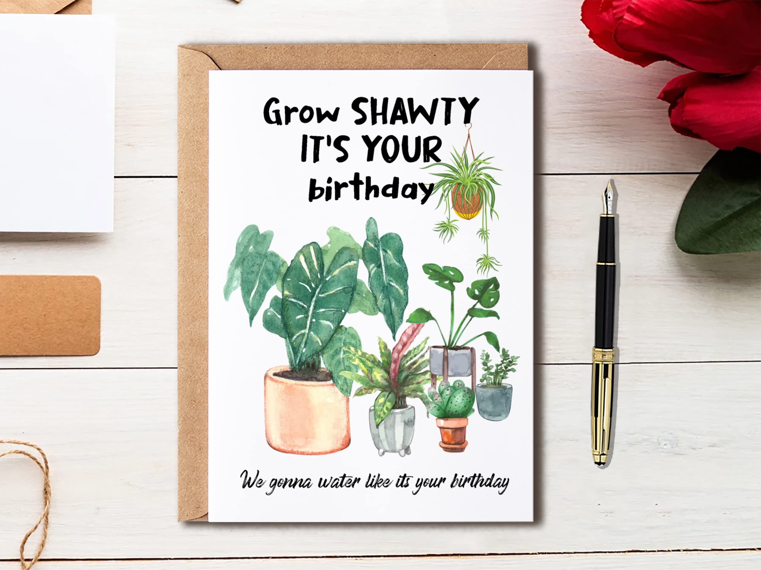 Grow Shawty It's Your Birthday - Plant Birthday Card - Plant Lover Card - Plant Mom - Plant Lady - Plant Lover Gift