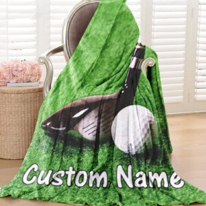 Personalized Golf Blanket Number and Name: Custom Golf Throw Blankets Super Soft Flannel Customized Name Softball Gifts for Kids Boys Girls Women Men Golf Lover(50" x 60" for Teen)